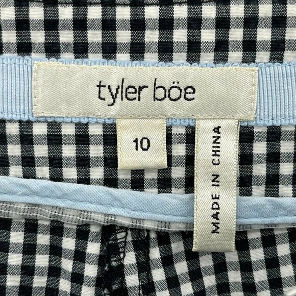 Tyler Boe Black White Gingham Check Side Zip Staight Leg Ankle Pants - Picture 6 of 7